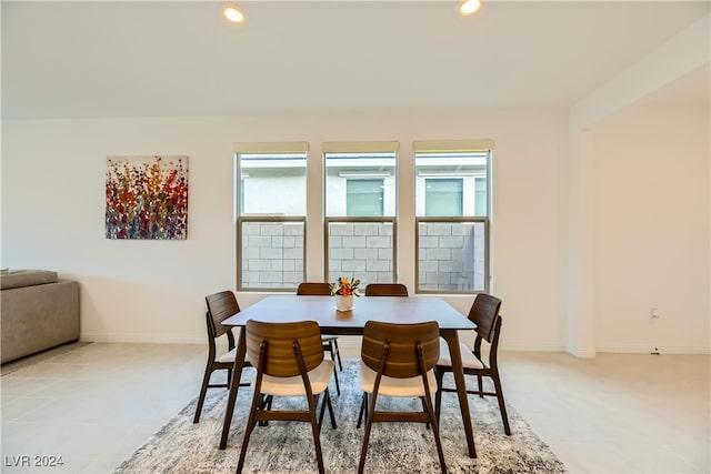 dining room with light tile patterned floors