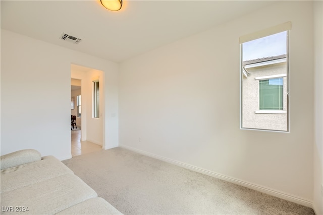 interior space featuring light carpet and a healthy amount of sunlight