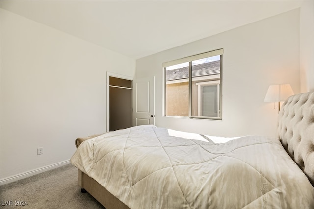 bedroom with light carpet