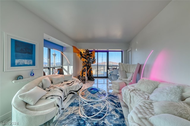 view of tiled living room