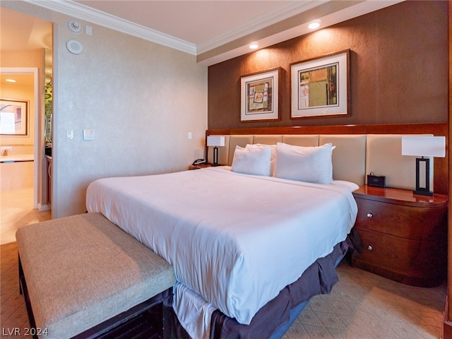 bedroom featuring crown molding