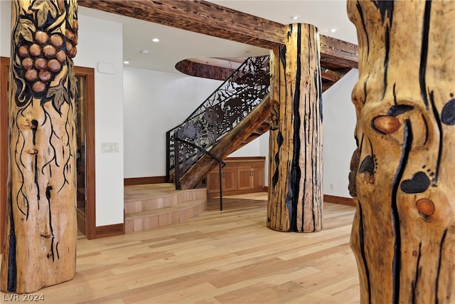 foyer with light hardwood / wood-style flooring