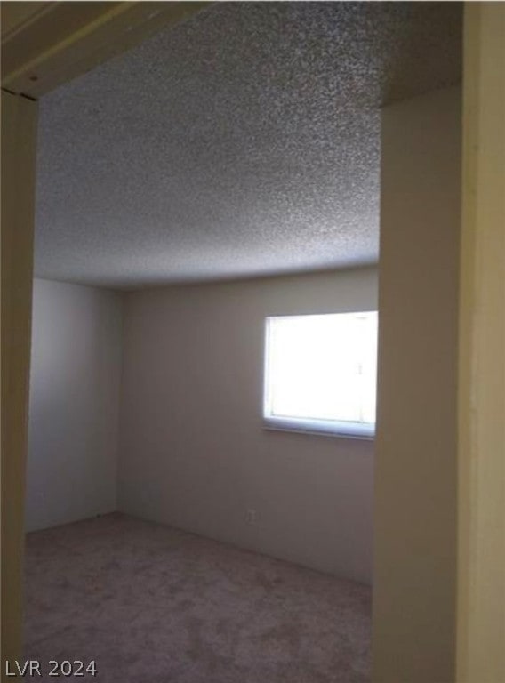 unfurnished room featuring a textured ceiling and carpet