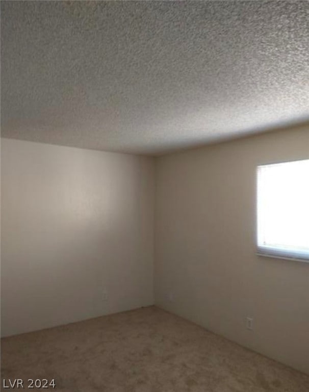 unfurnished room featuring a textured ceiling and carpet floors