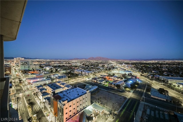 view of aerial view at dusk