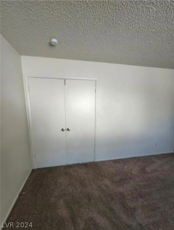 unfurnished bedroom featuring carpet floors, a closet, and a textured ceiling