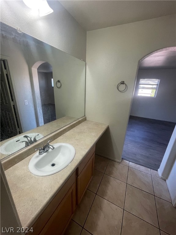 bathroom featuring vanity and tile patterned floors