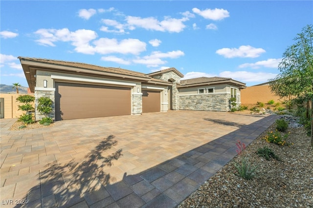 prairie-style house with a garage