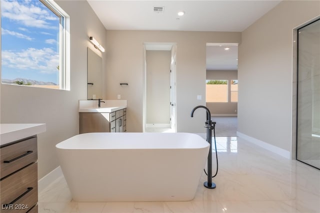 bathroom with a bathtub and vanity