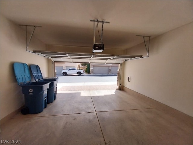 garage with a garage door opener