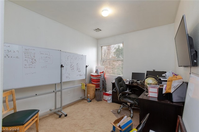 view of carpeted home office