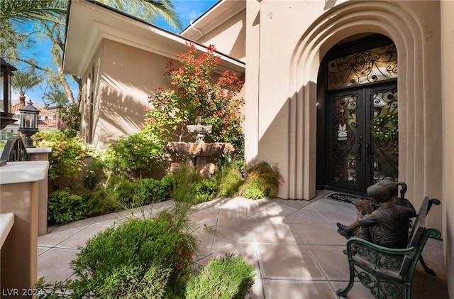 doorway to property with french doors