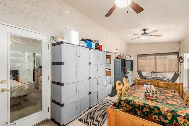 dining area featuring ceiling fan