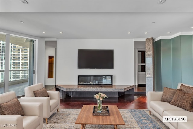 living room with hardwood / wood-style floors