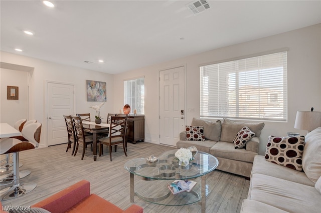 living room featuring light hardwood / wood-style floors