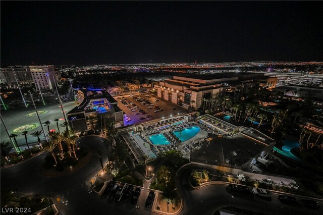 view of aerial view at night