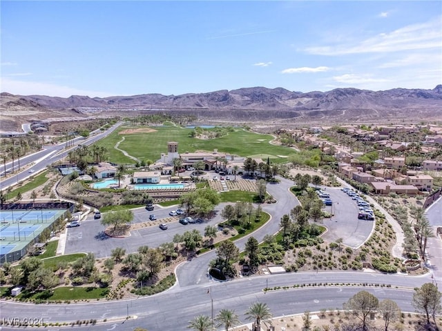 bird's eye view with a mountain view