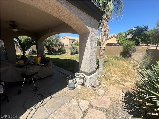 view of patio / terrace with ceiling fan