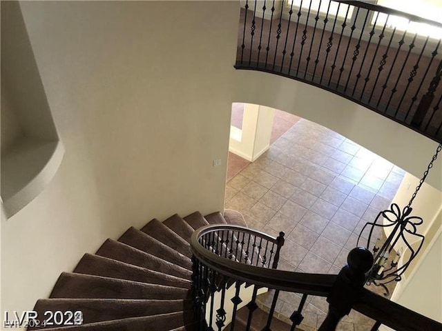 stairs with tile floors