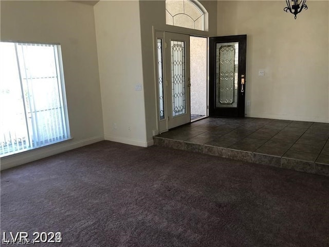 carpeted foyer with plenty of natural light