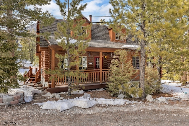 view of log-style house