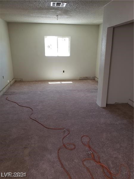 empty room featuring light colored carpet and a textured ceiling