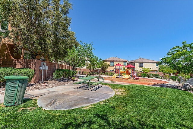 view of yard featuring a playground