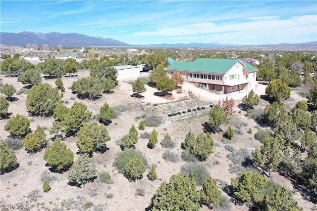 drone / aerial view with a mountain view