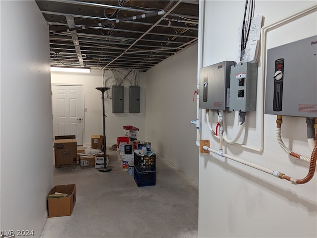 basement with water heater