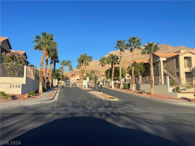 view of street with a mountain view