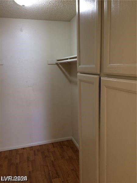 spacious closet with dark wood-type flooring