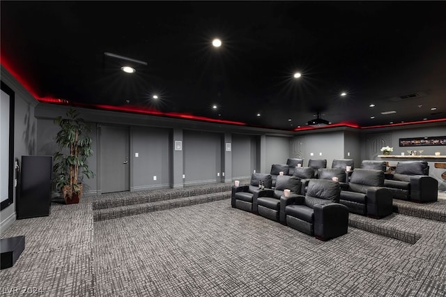 view of carpeted home theater room