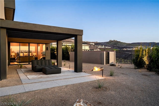 view of patio featuring a mountain view