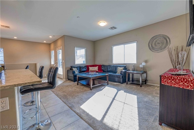 view of tiled living room