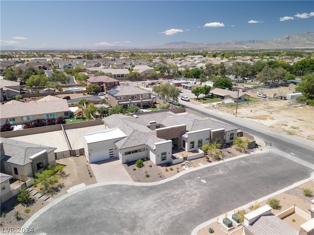 bird's eye view with a mountain view