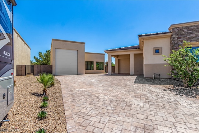 view of front of house with a garage