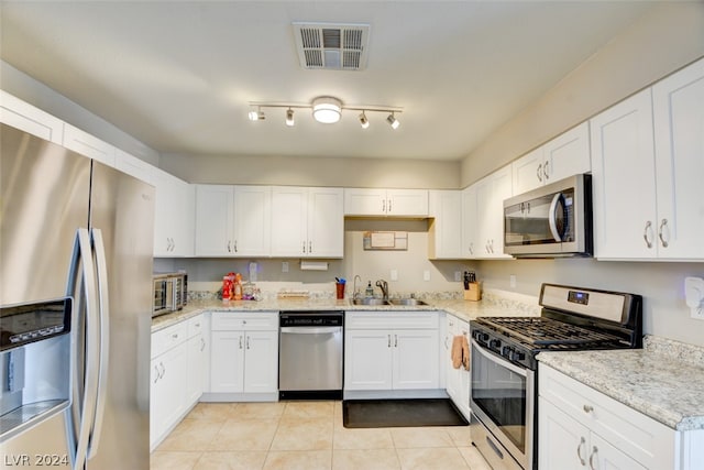 kitchen with white cabinets, sink, and appliances with stainless steel finishes