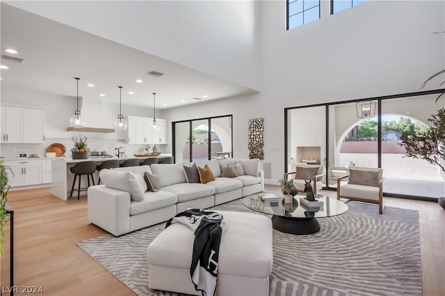 living room featuring light hardwood / wood-style flooring