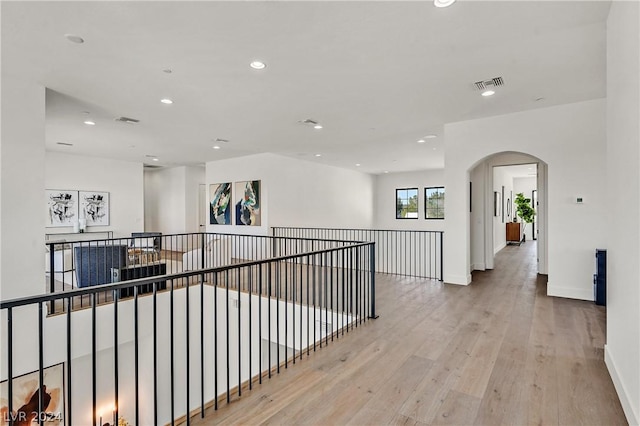 hallway featuring light wood-type flooring