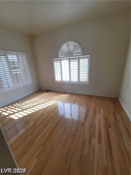 spare room featuring wood-type flooring