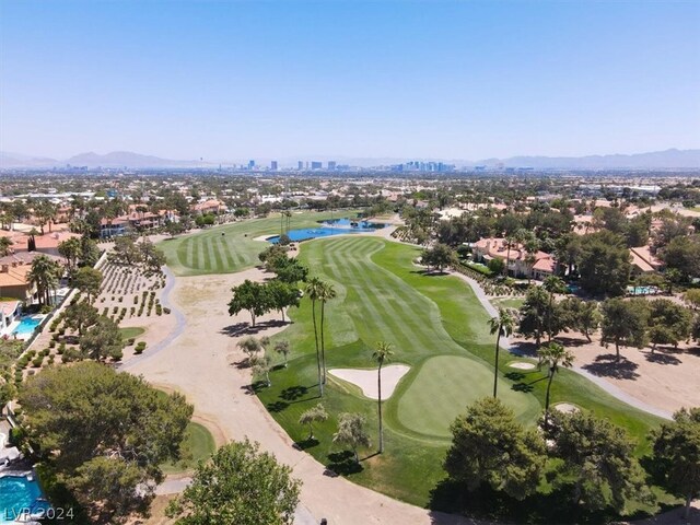 drone / aerial view featuring a mountain view