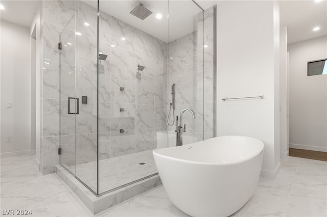 bathroom with plus walk in shower