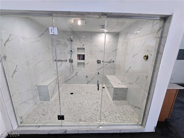 bathroom featuring walk in shower