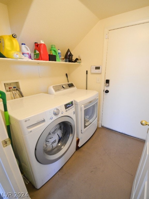 clothes washing area with independent washer and dryer and hookup for a washing machine