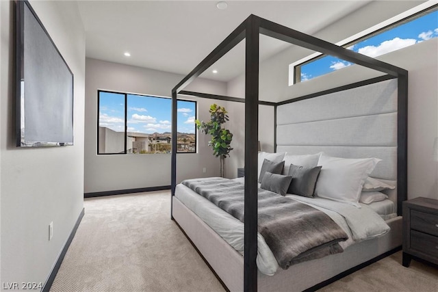 carpeted bedroom with multiple windows