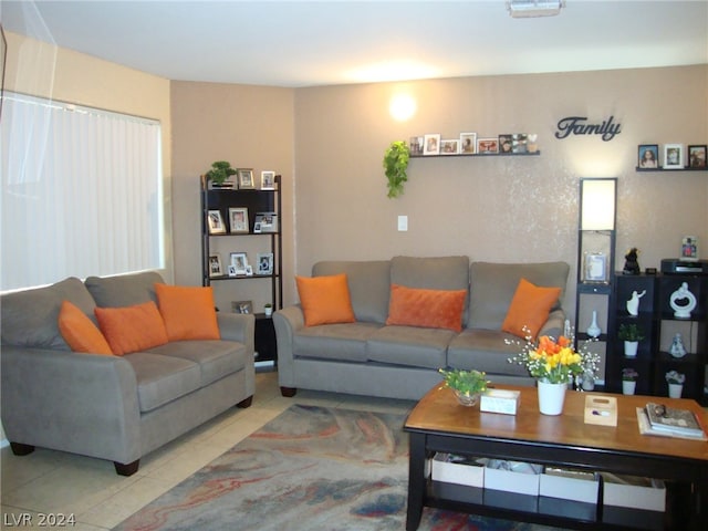 view of tiled living room