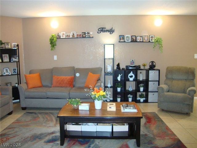 view of tiled living room