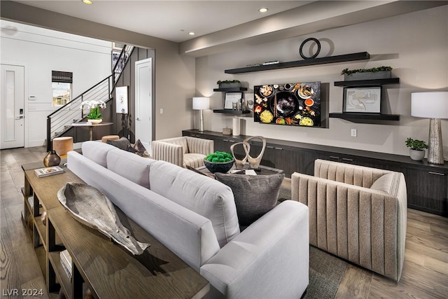 living room featuring wood-type flooring