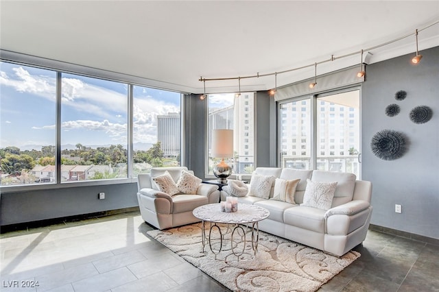 living room with plenty of natural light