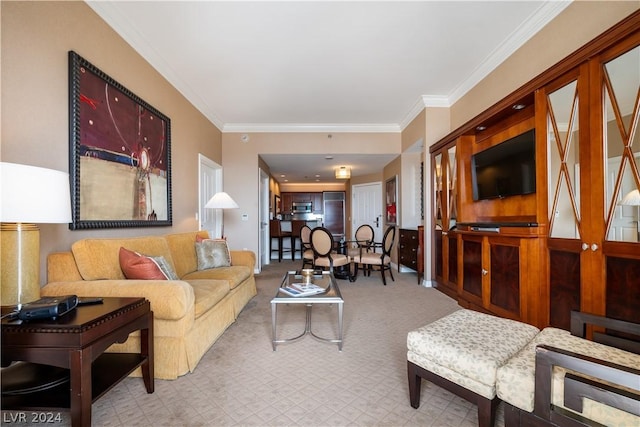 living room featuring ornamental molding